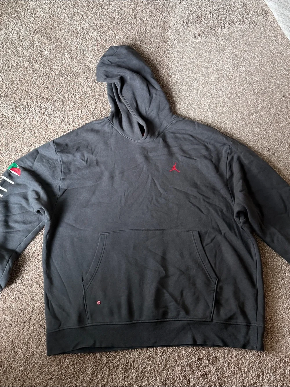 Jordan Black Pullover Hoodie with Red Jumpman